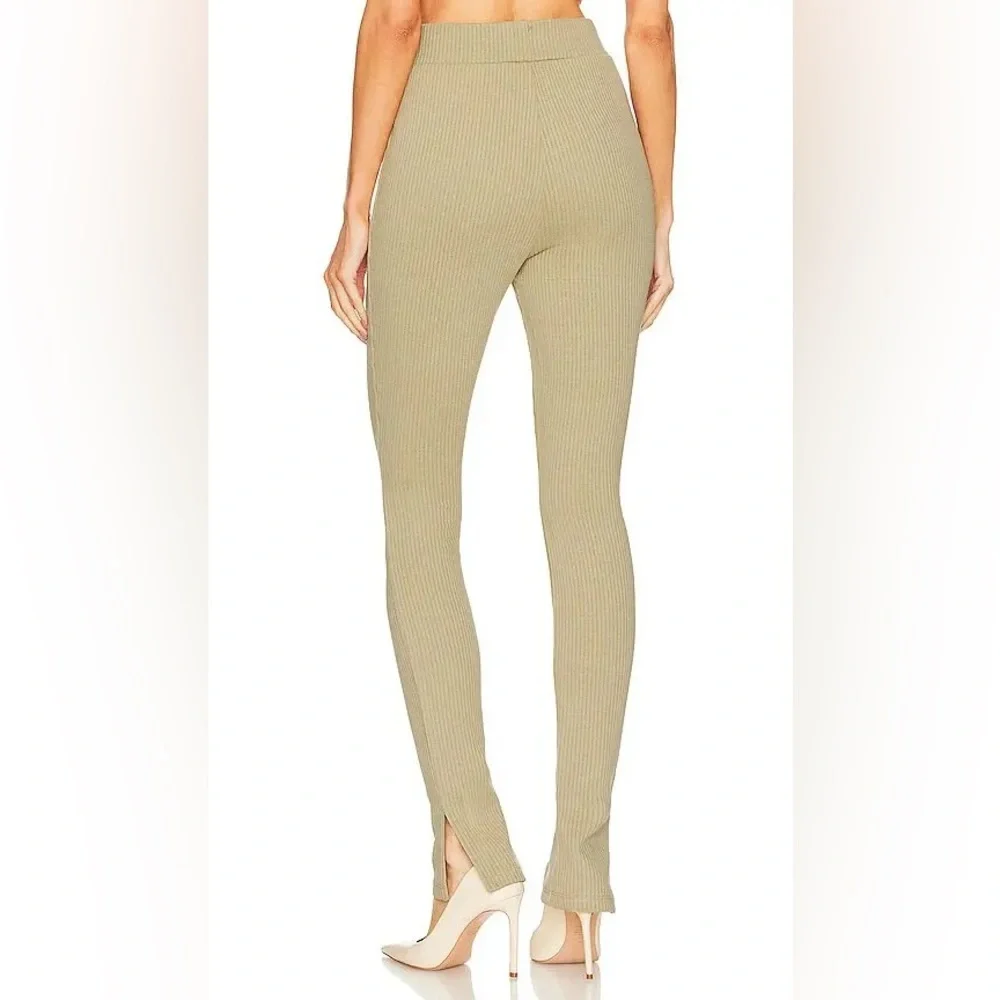 WEWOREWHAT Ribbed flare pants in beige
